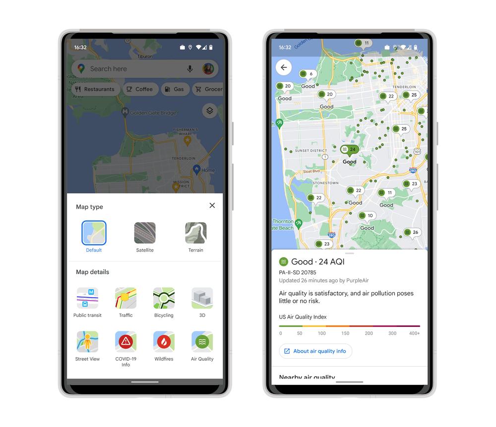 Google Maps Air Quality Index Screenshots On Android