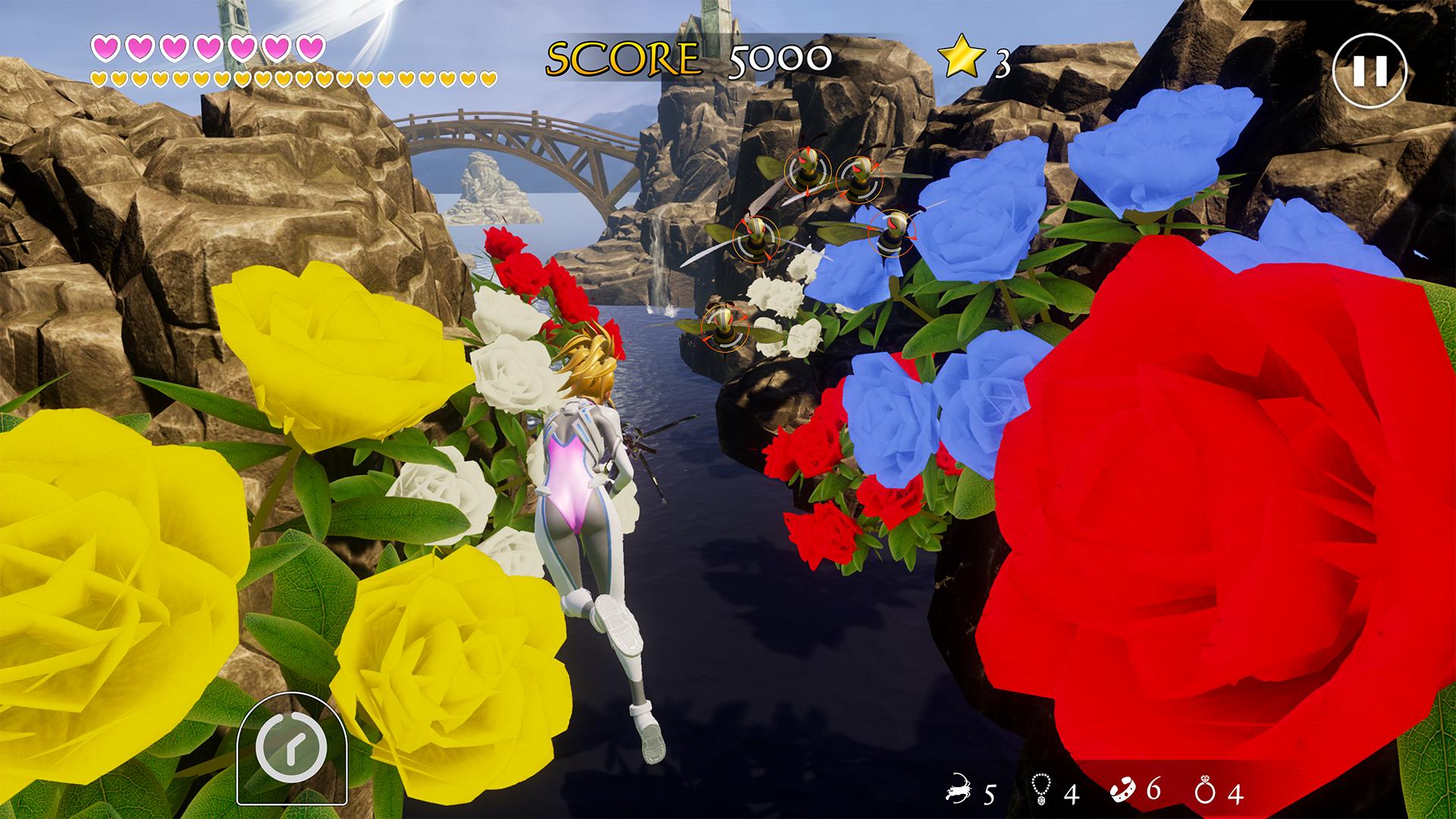 A fairytale stage in Air Twister, depicting massive, colorful flowers.
