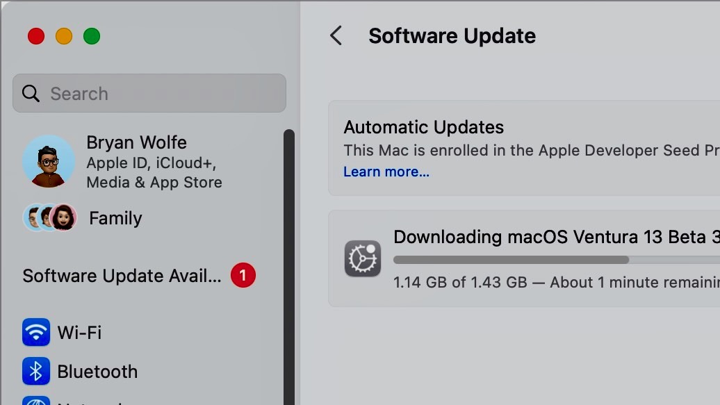 macOS 13 Ventura software update