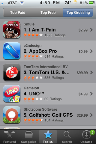 App Store Top Grossing View