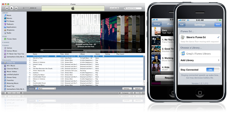 iTunes DJ and Apple Remote app