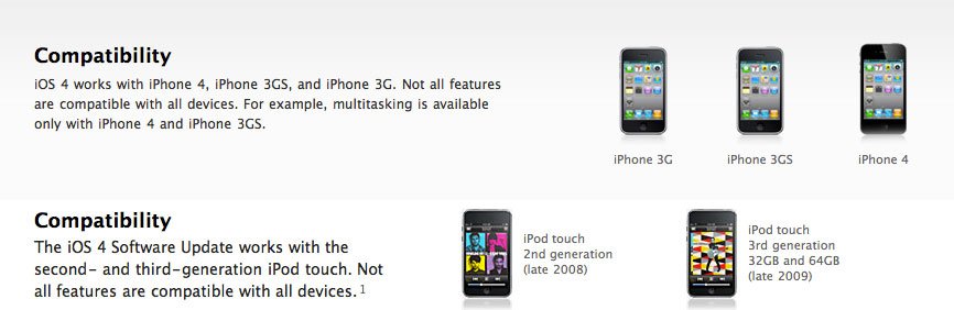 iOS 4 device compatibility