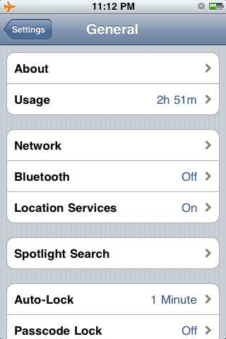 iOS 4 settings spotlight search