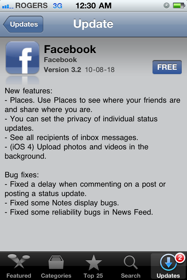 Facebook 3.2 brings Places to iPhone