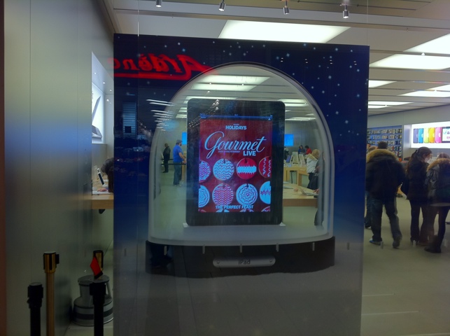 Apple Store bedecked with giant iPad Snow Globe for the holidays