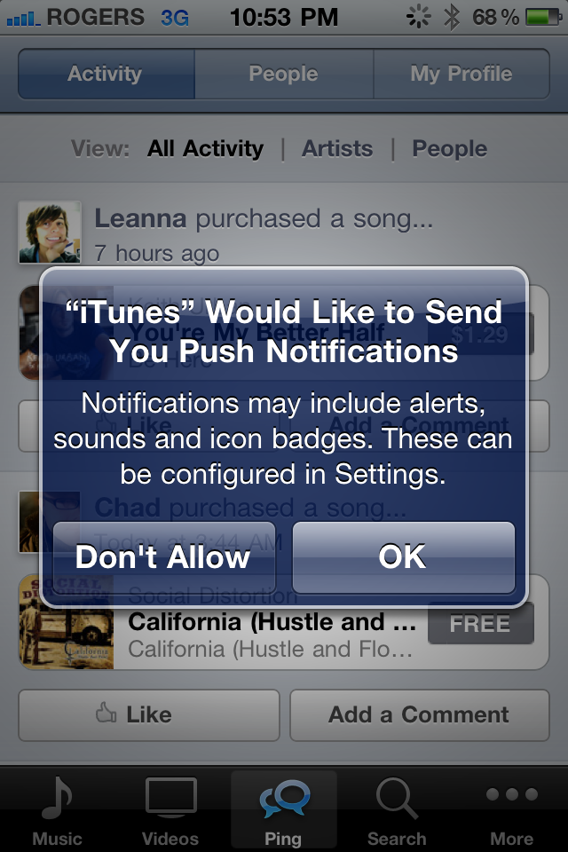 iOS 4.3 features: Ping getting pushy with notifications