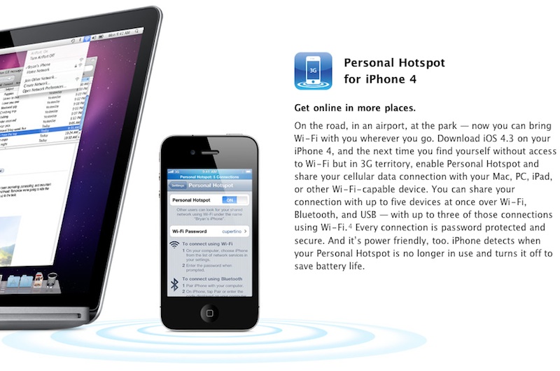 Personal Hotspot with iOS 4.3 coming to AT&T on March 11th