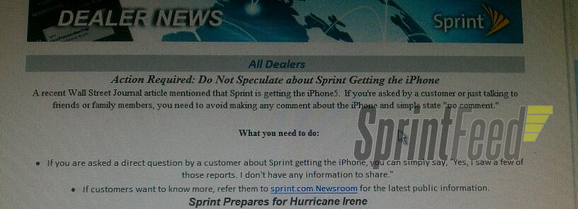 Sprint tells employees not to speculate about iPhone