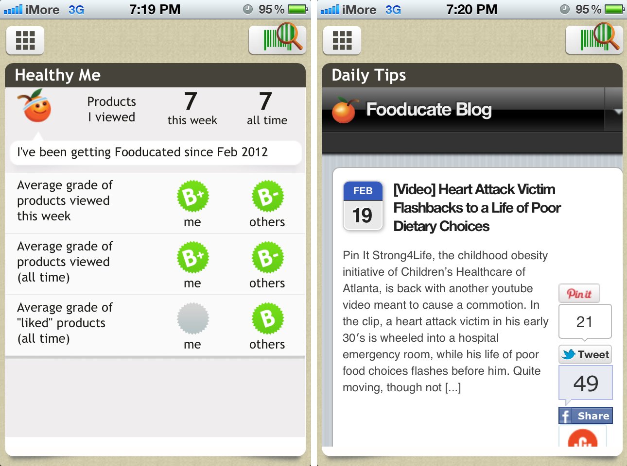 Compare your food choices to others with Fooducate