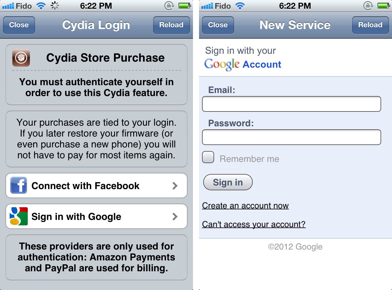 With Cydia you have to login to your account via Google or Facebok (even if you don't like either service)