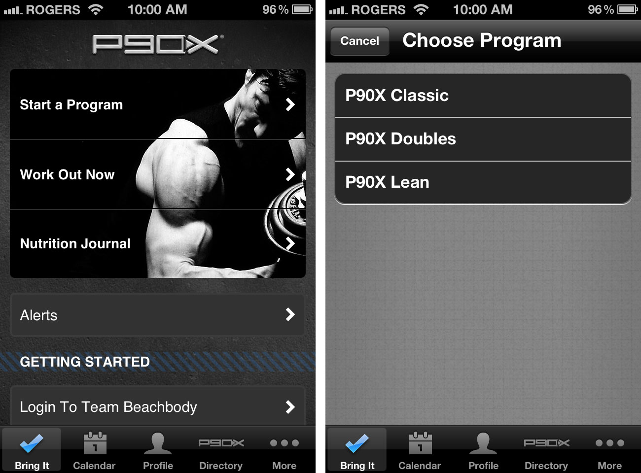You can choose individual workouts in P90X for iPhone, but the real benefit comes from starting a 90-day guided program.