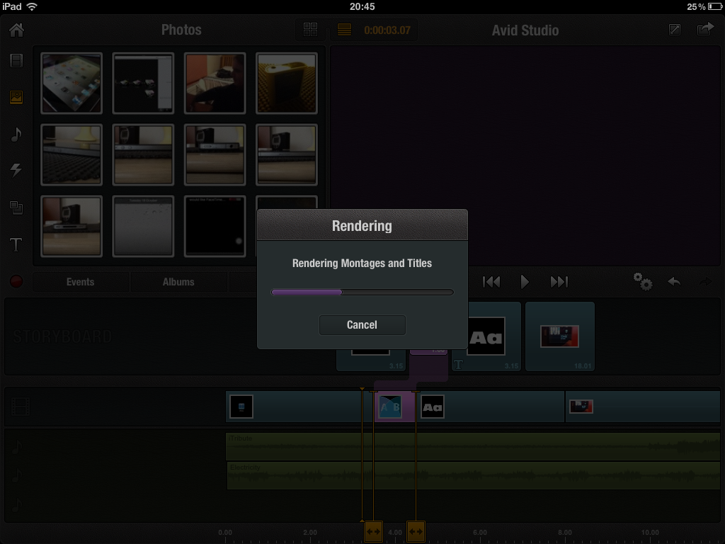 Avid Studio for iPad Rendering