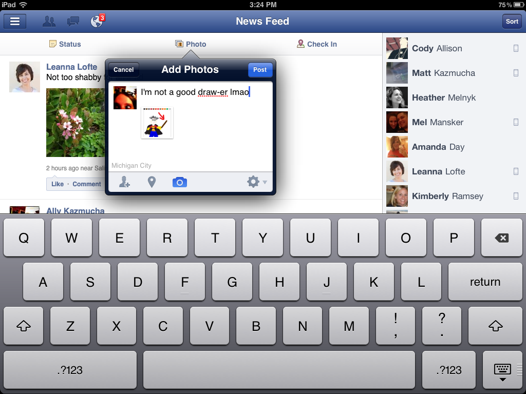 How to add a desciprtion to a video from your new iPad for facebook