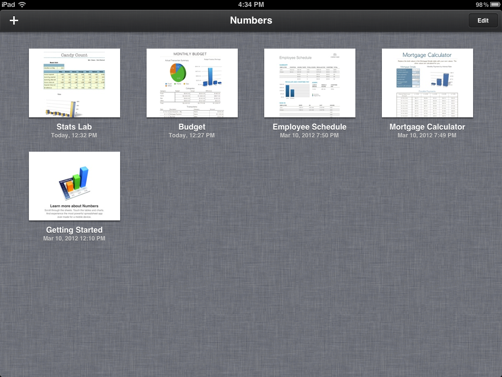 iCloud syncs all your Numbers spreadsheets between all your iOS devices