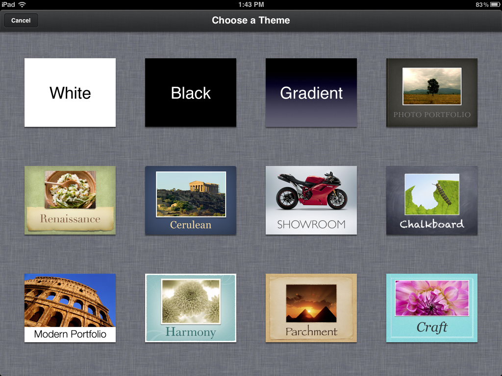 Create a new presentation for a template in Keynote for iPhone and iPad