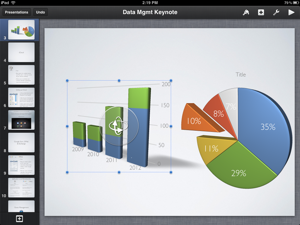 3D charts and graphs in updated version of Keynote for iOS