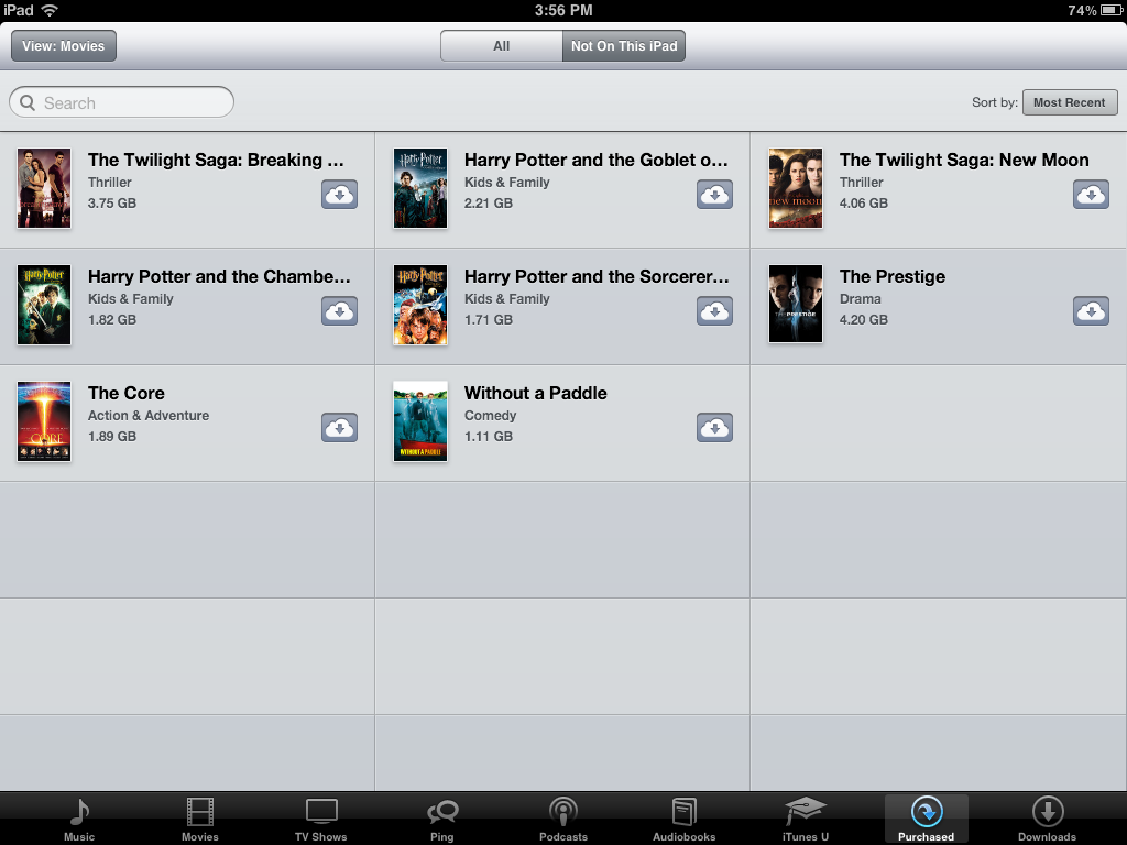 Re-download purchased movies with iCloud from your purchased tab