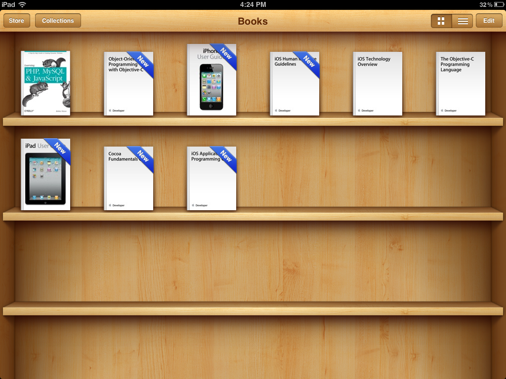iBooks bookshelf on your new iPad