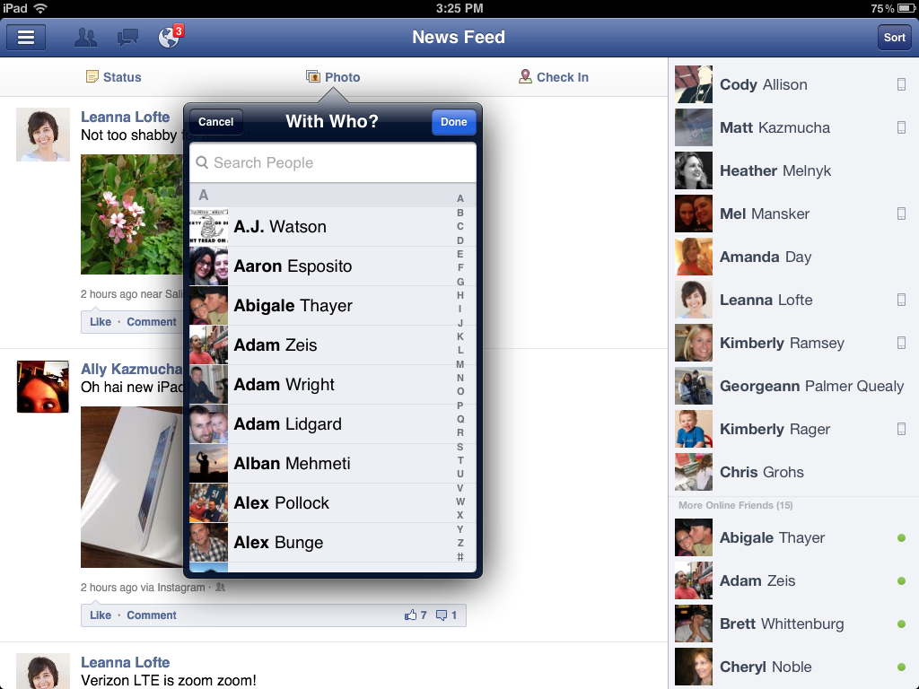 How to tag friends in a Facebook photo or video from your new iPad