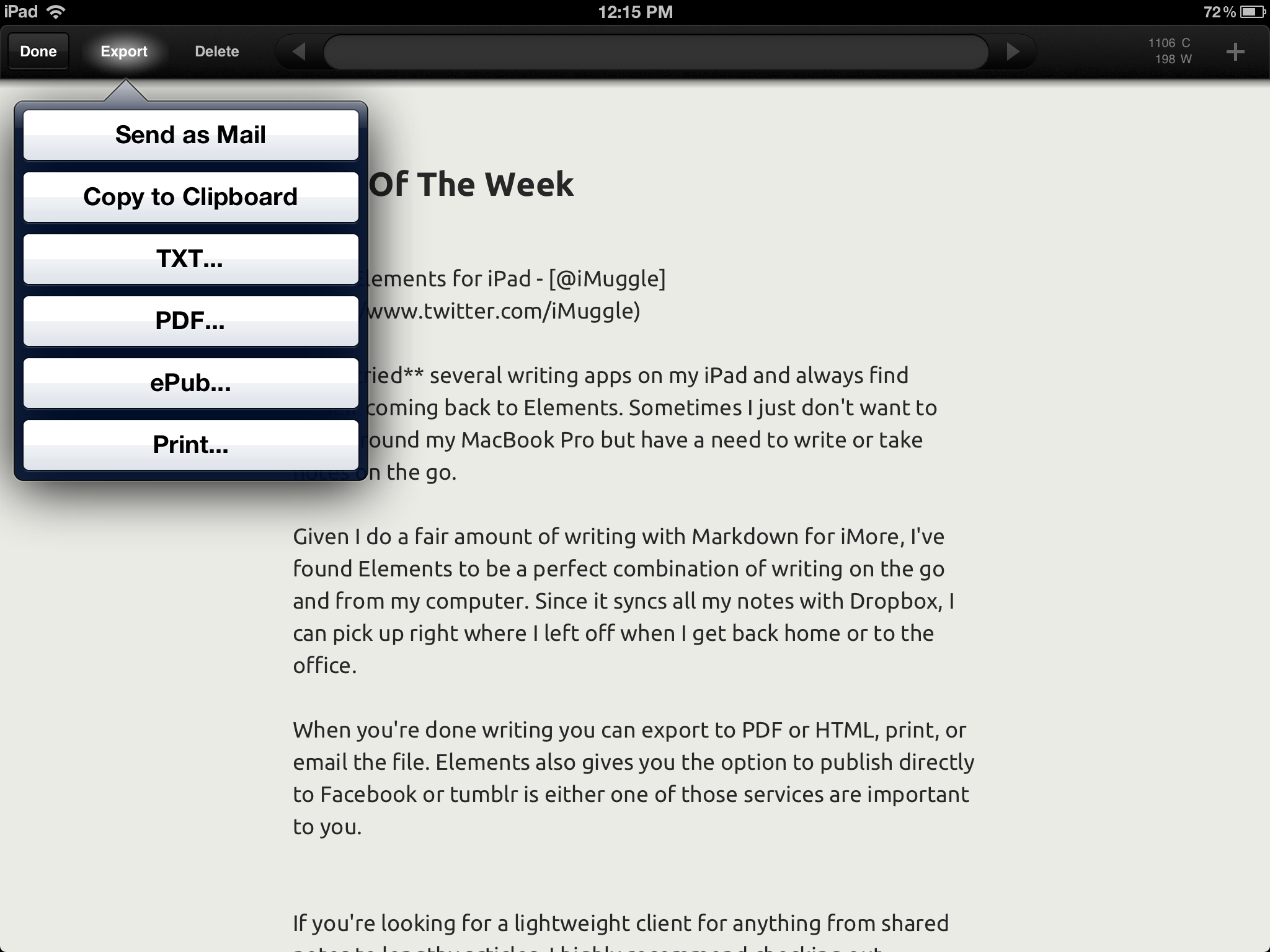Export notes with Daedalus for iPad