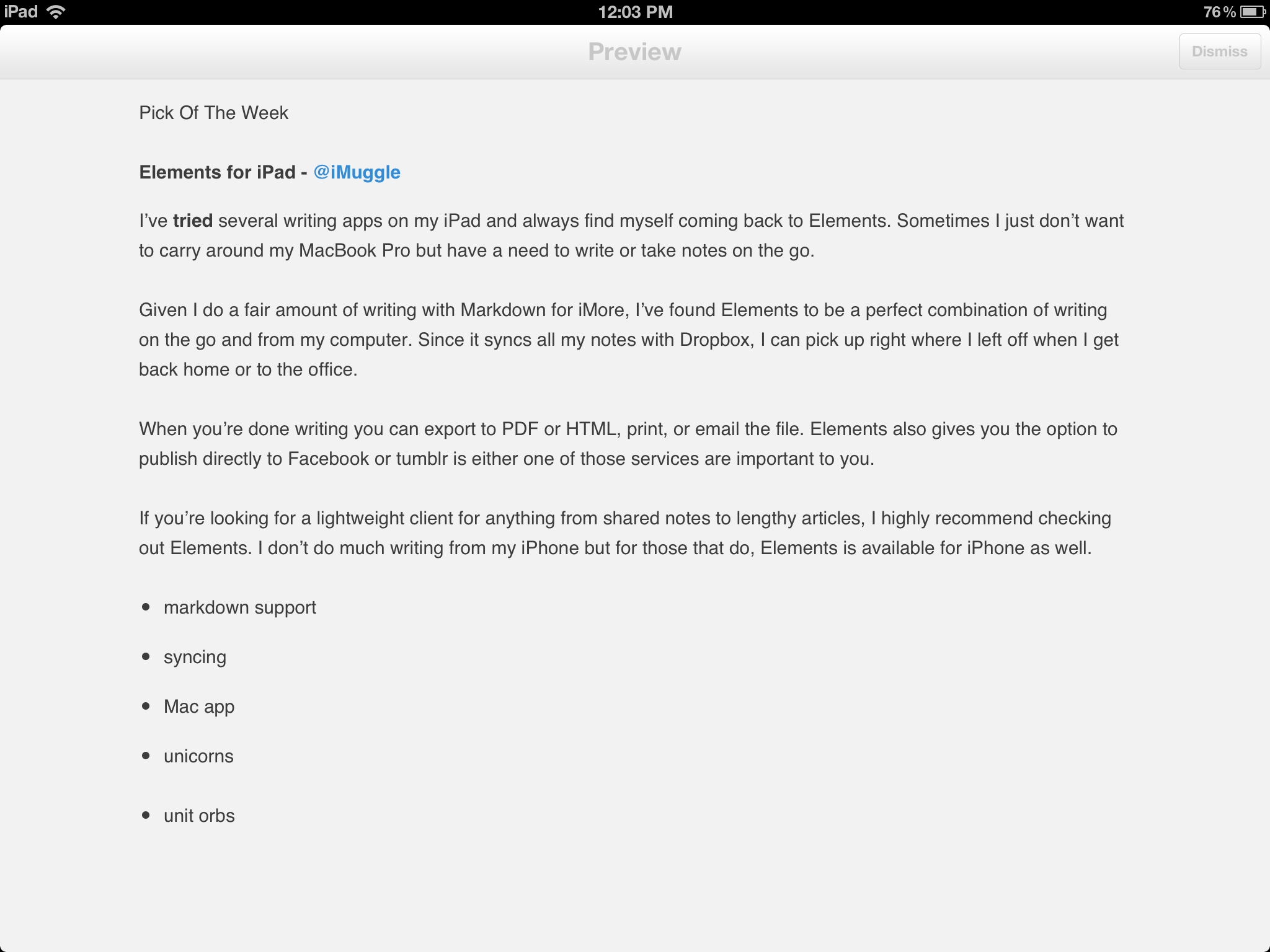 Byword Markdown support for iPad