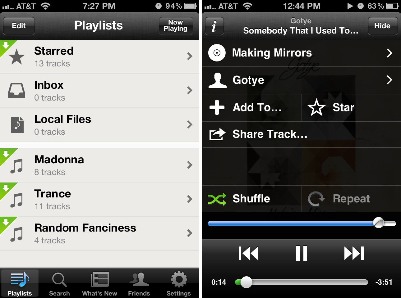 Spotify for iPhone content