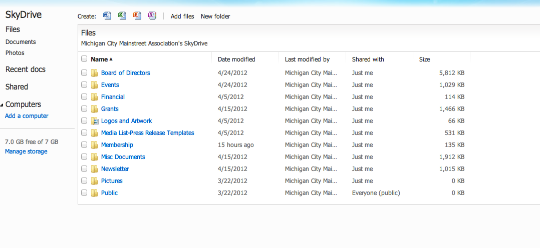 SkyDrive on the web allows you to edit and create new documents remotely