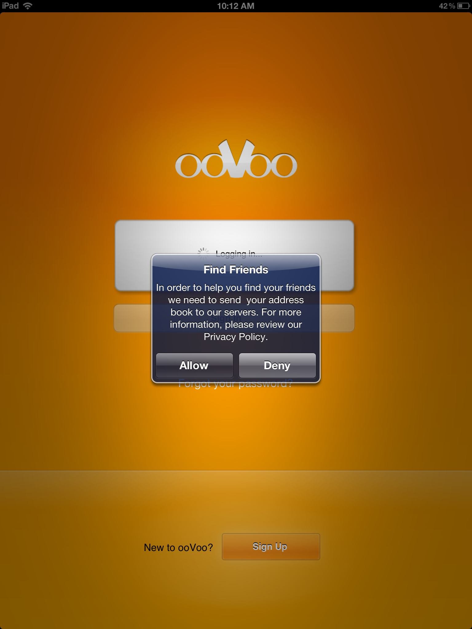 allow or deny oovoo to find contacts