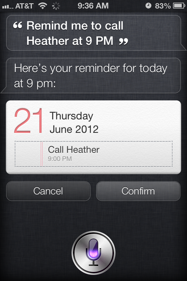 Create time-based reminder with Siri