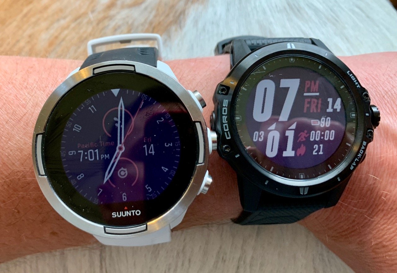 Suuntos and Coros side-by-side