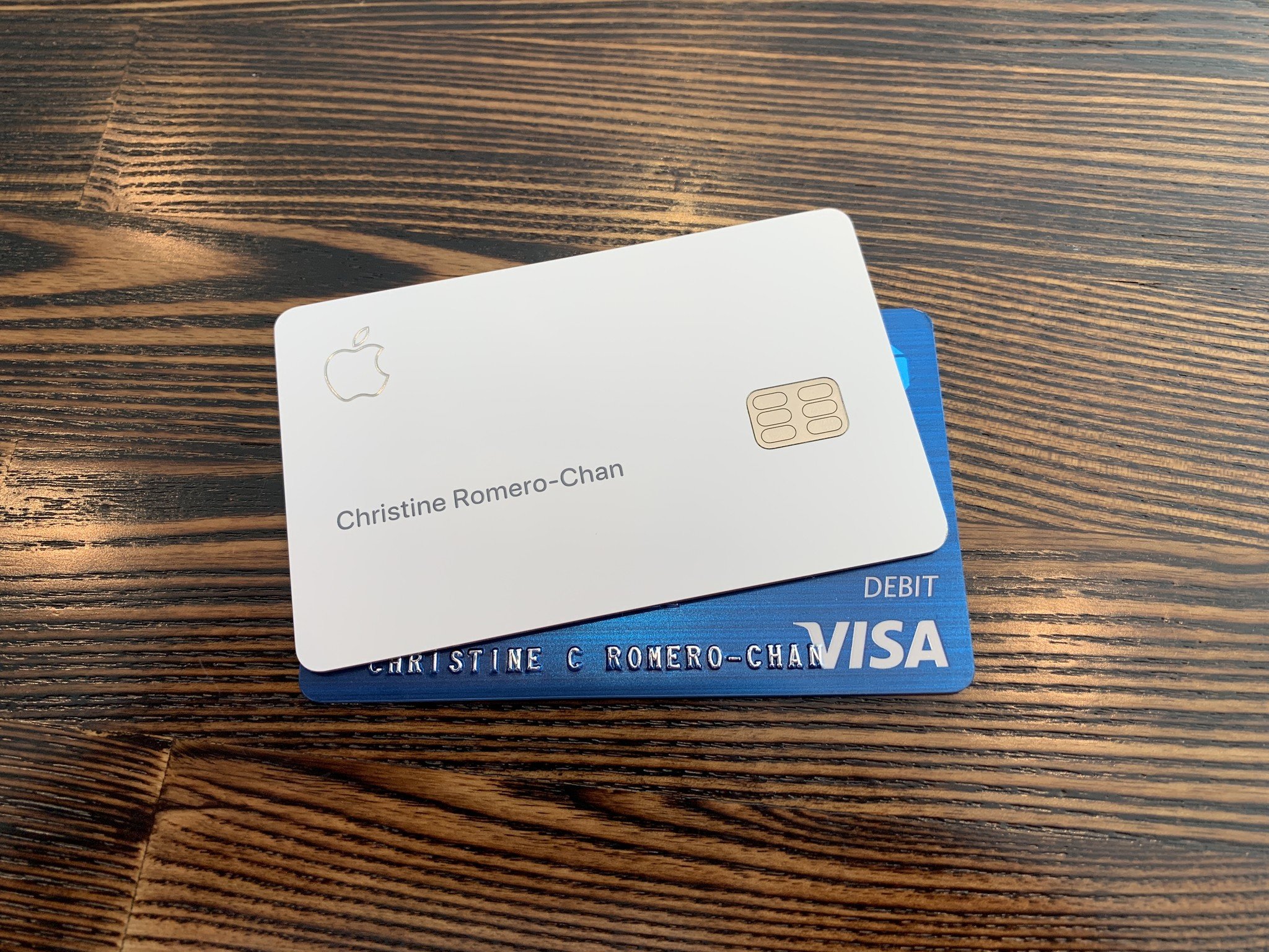 Apple Card on top of Chase debit card