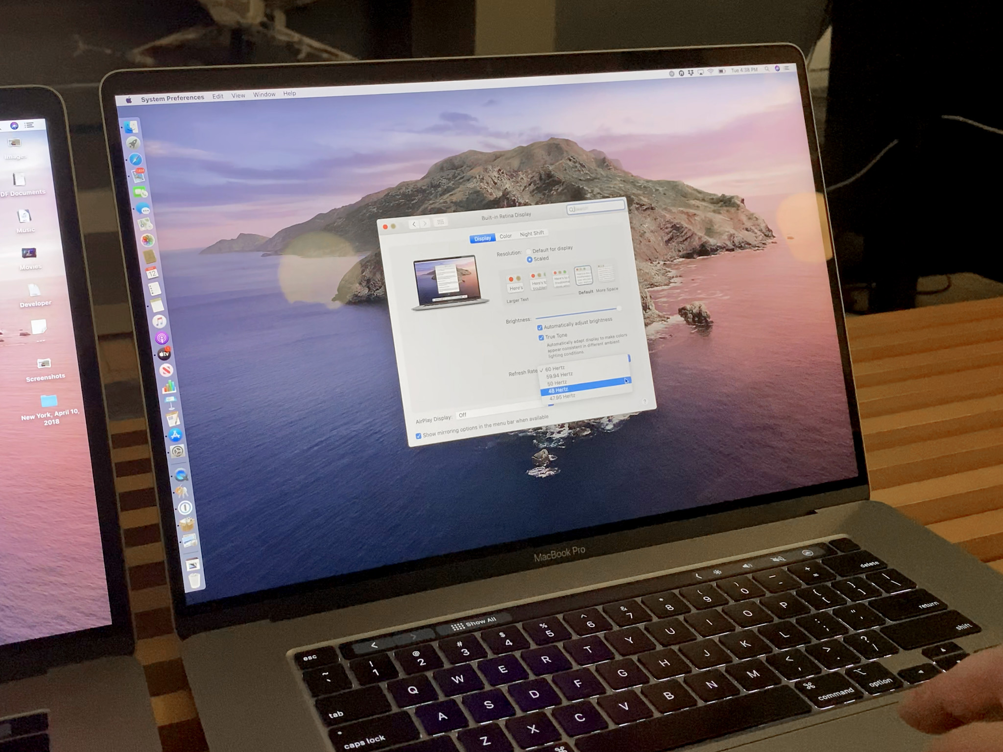 Taux de rafraîchissement du MacBook Pro 16 pouces