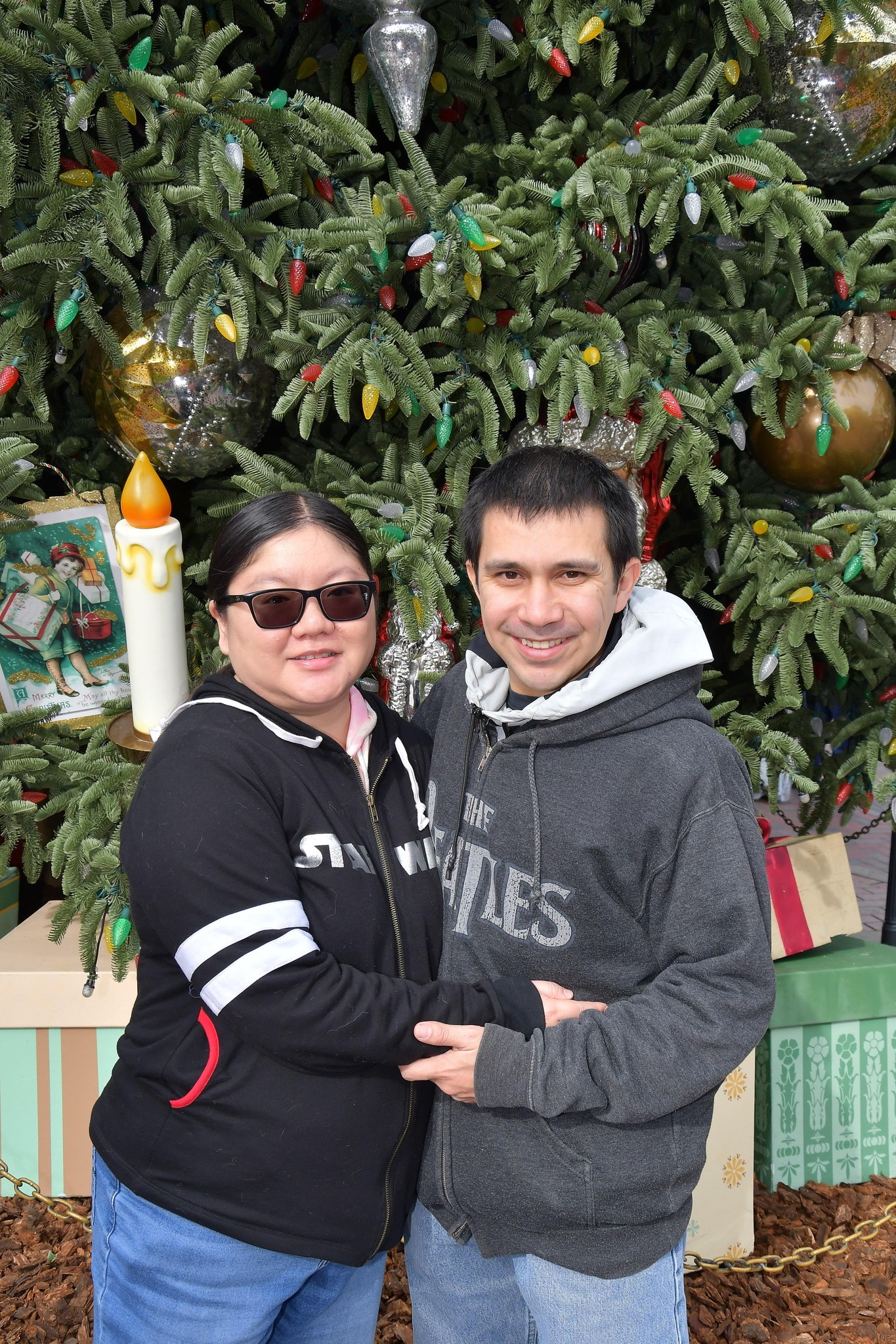 Christine and Robert at the Disneyland Christmas Tree