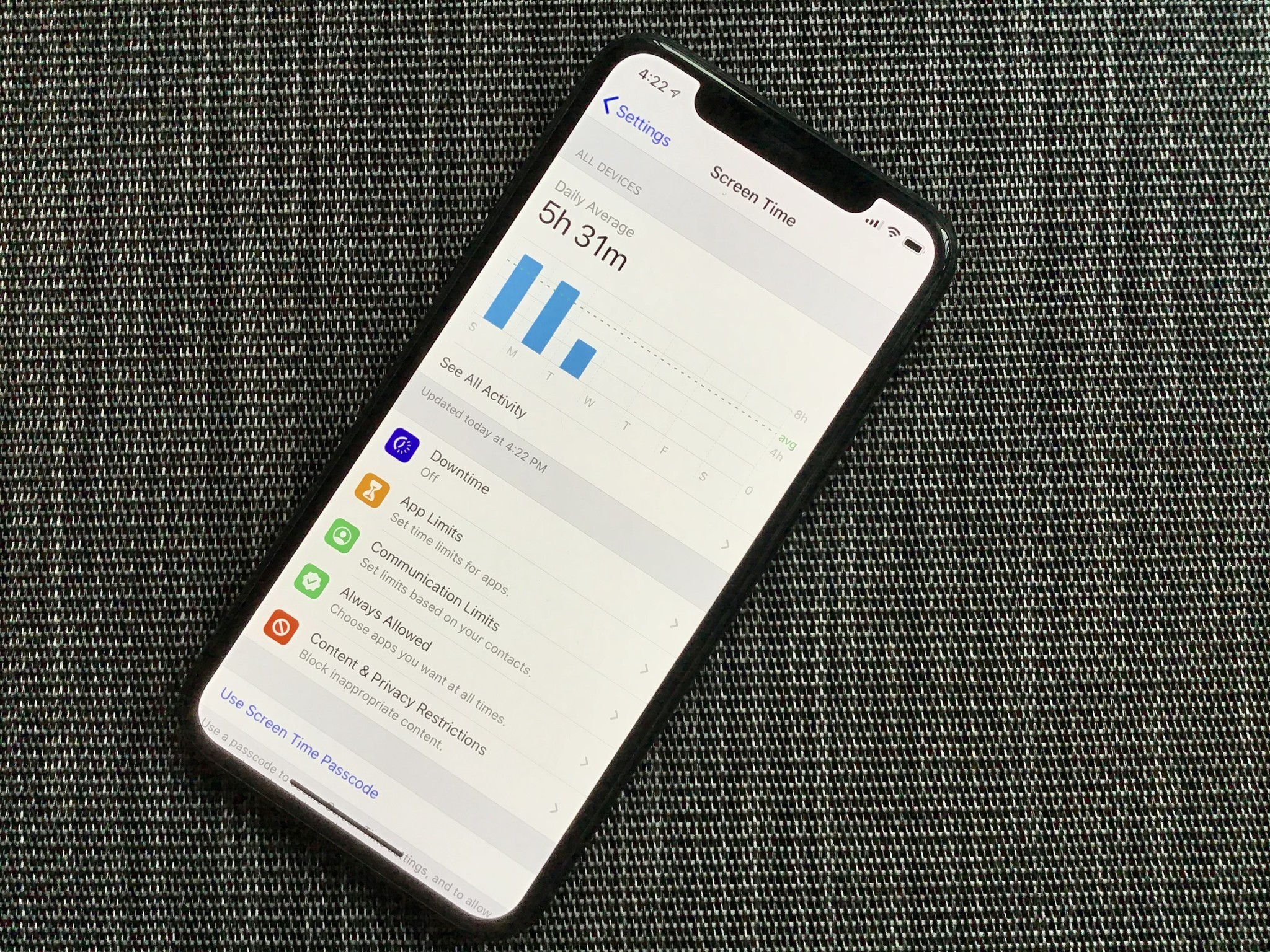 Screen Time on iPhone 11 Pro with iOS 13