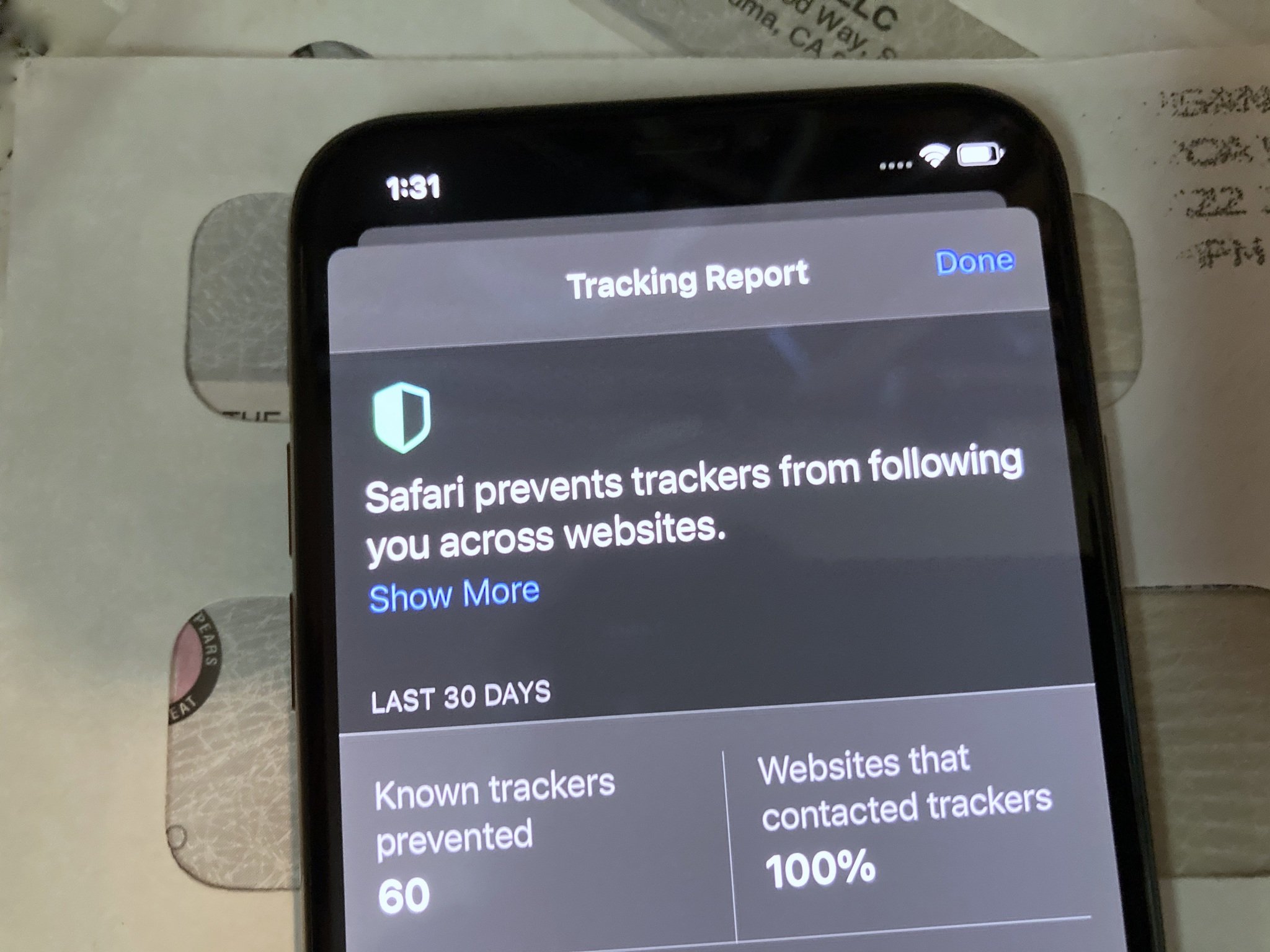 Safari Tracking Report in iOS 14