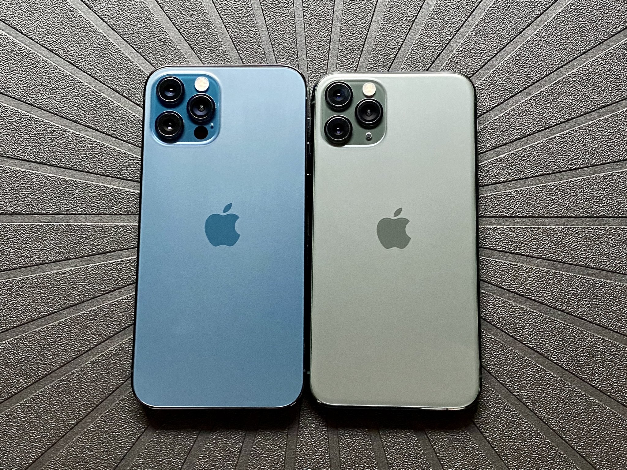 Iphone 12 Pro Pacific Blue Iphone 11 Midnight Green Side By Side Black