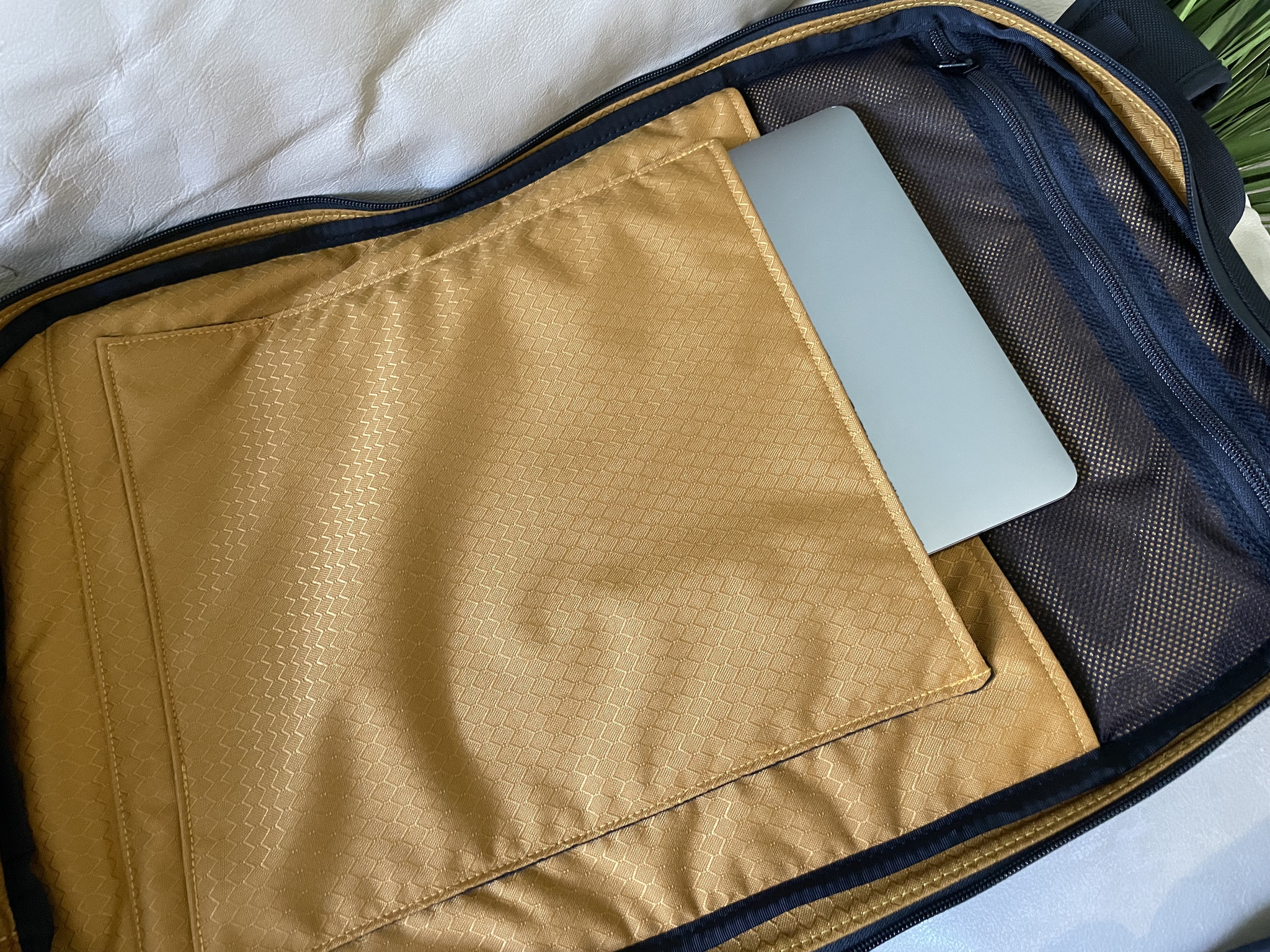 Waterfield Air Travel Backpack Lifestyle Laptop Inside