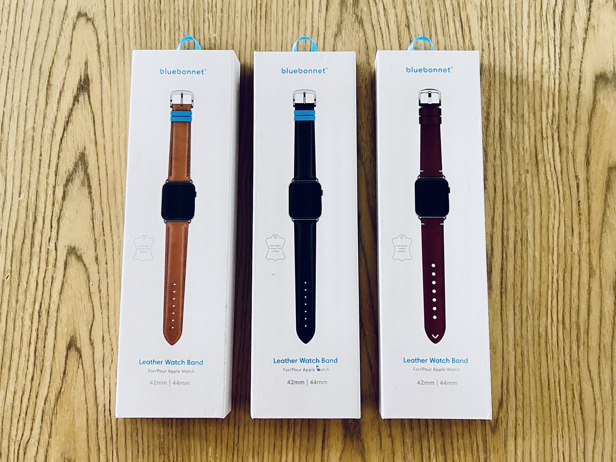 Boîte à bracelet Apple Watch en cuir Bluebonnet
