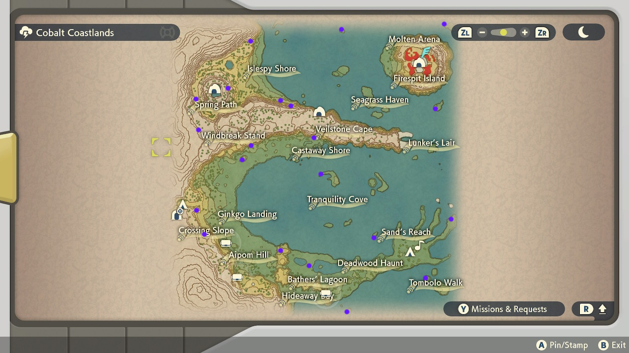 Pokemon Legends Arcues Wisp Map Cobalt Coastlands