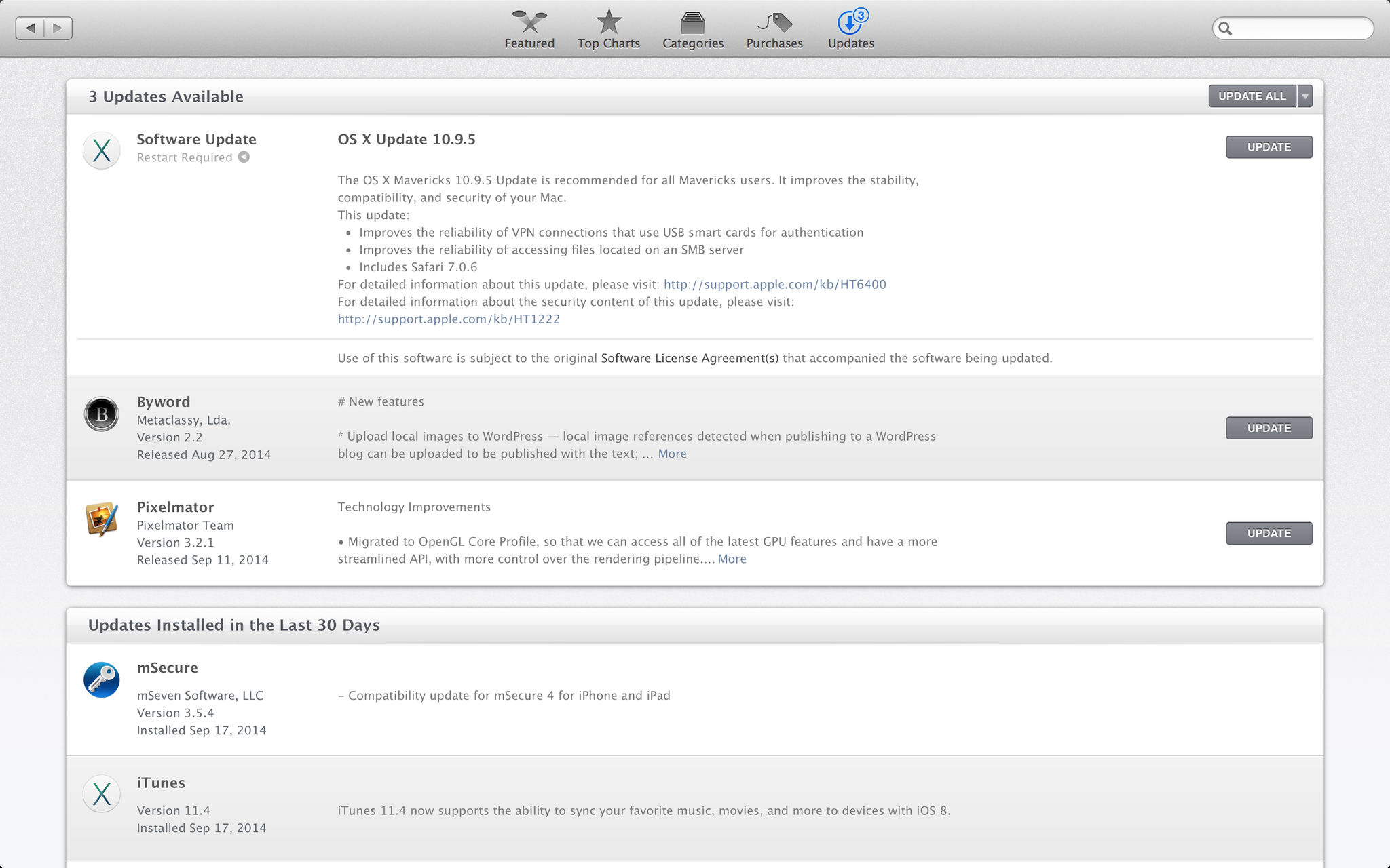 Apple updates OS X Mavericks to version 10.9.5
