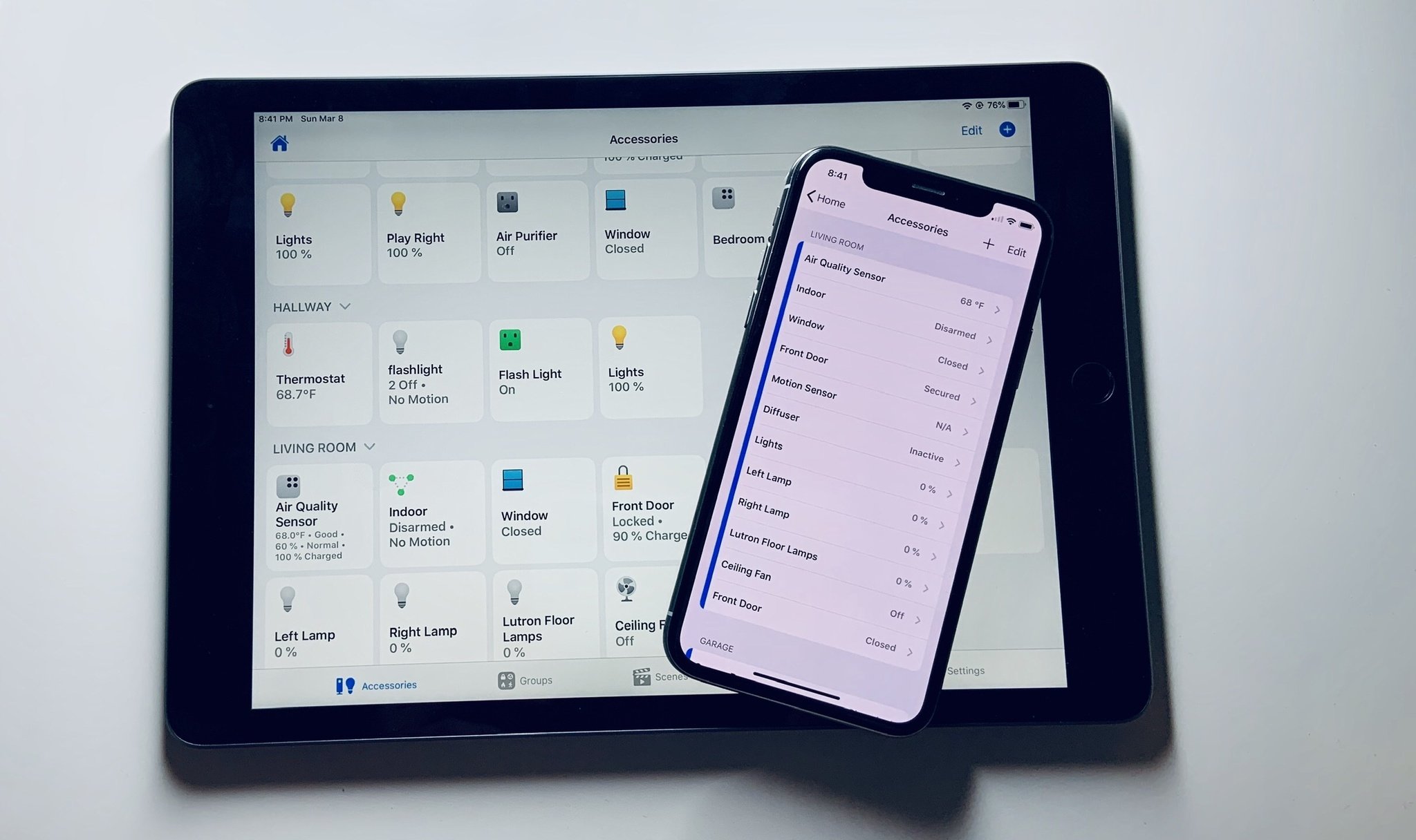 HomeKit apps displayed on an iPhone and iPad