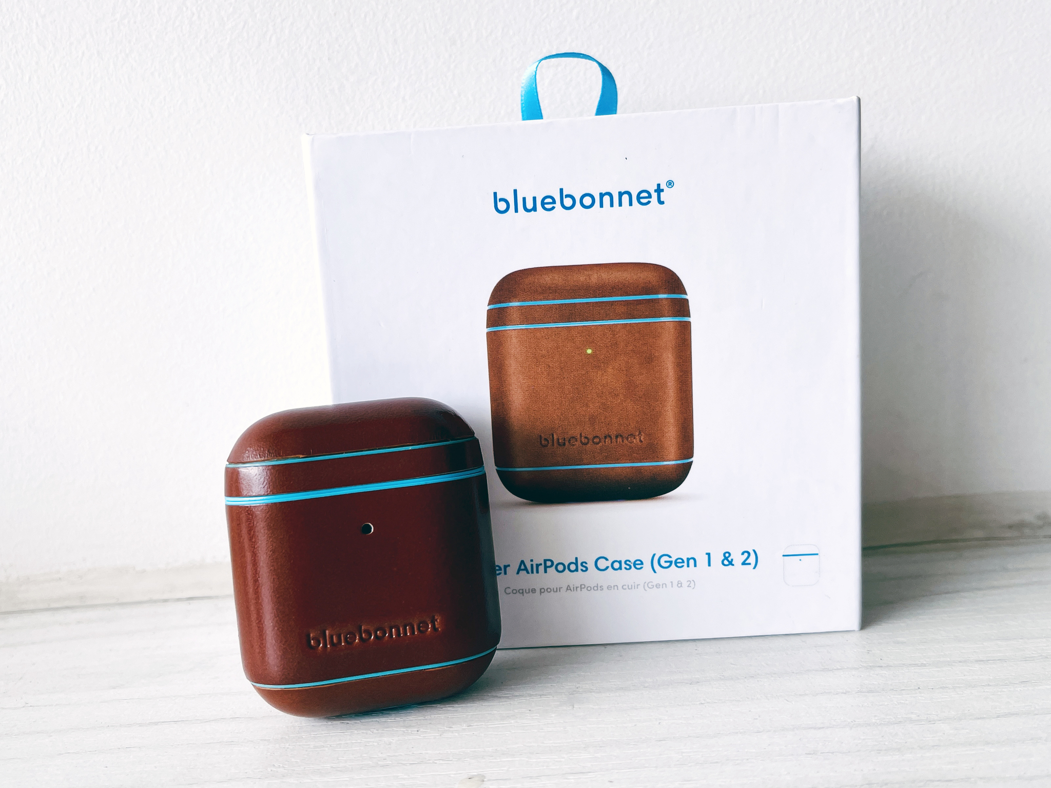 Bluebonnet Leather Airpods Case Brown Box