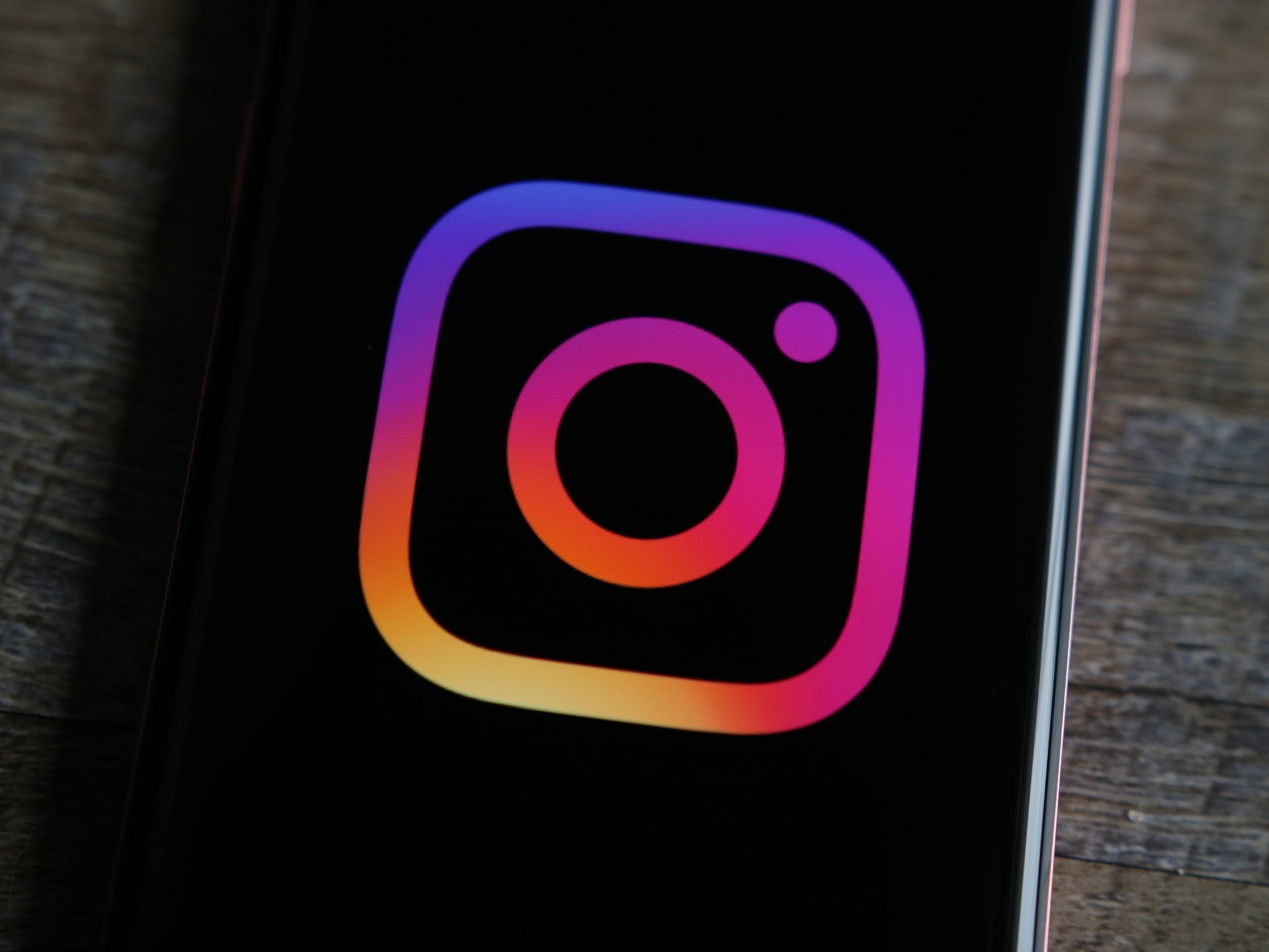 Instagram logo on phone