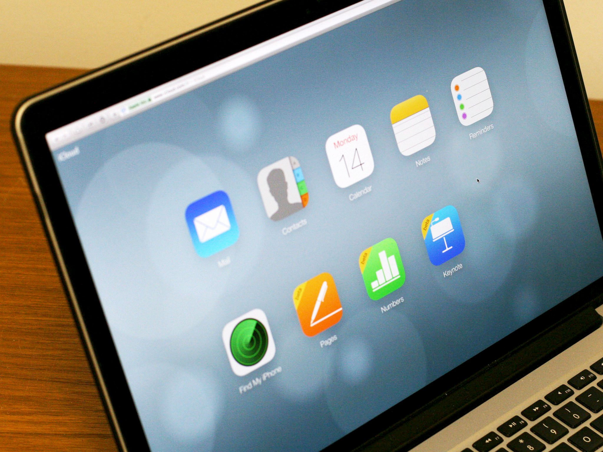 iCloud apps on a MacBook Pro