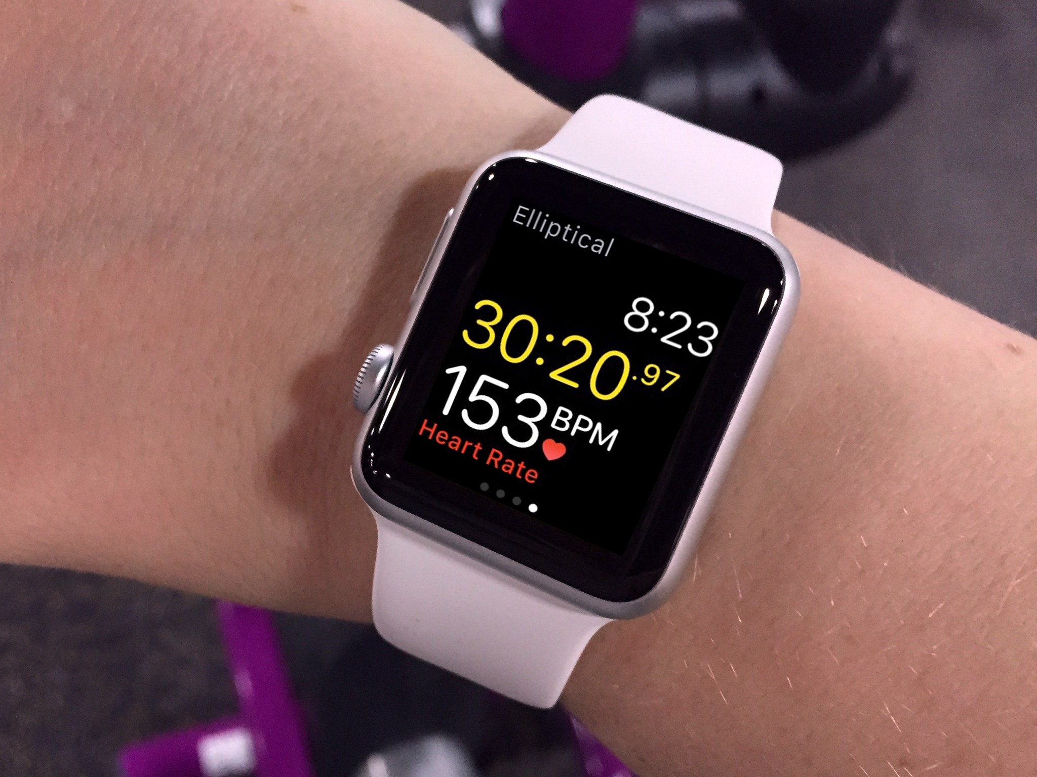 Apple Watch with workout app open
