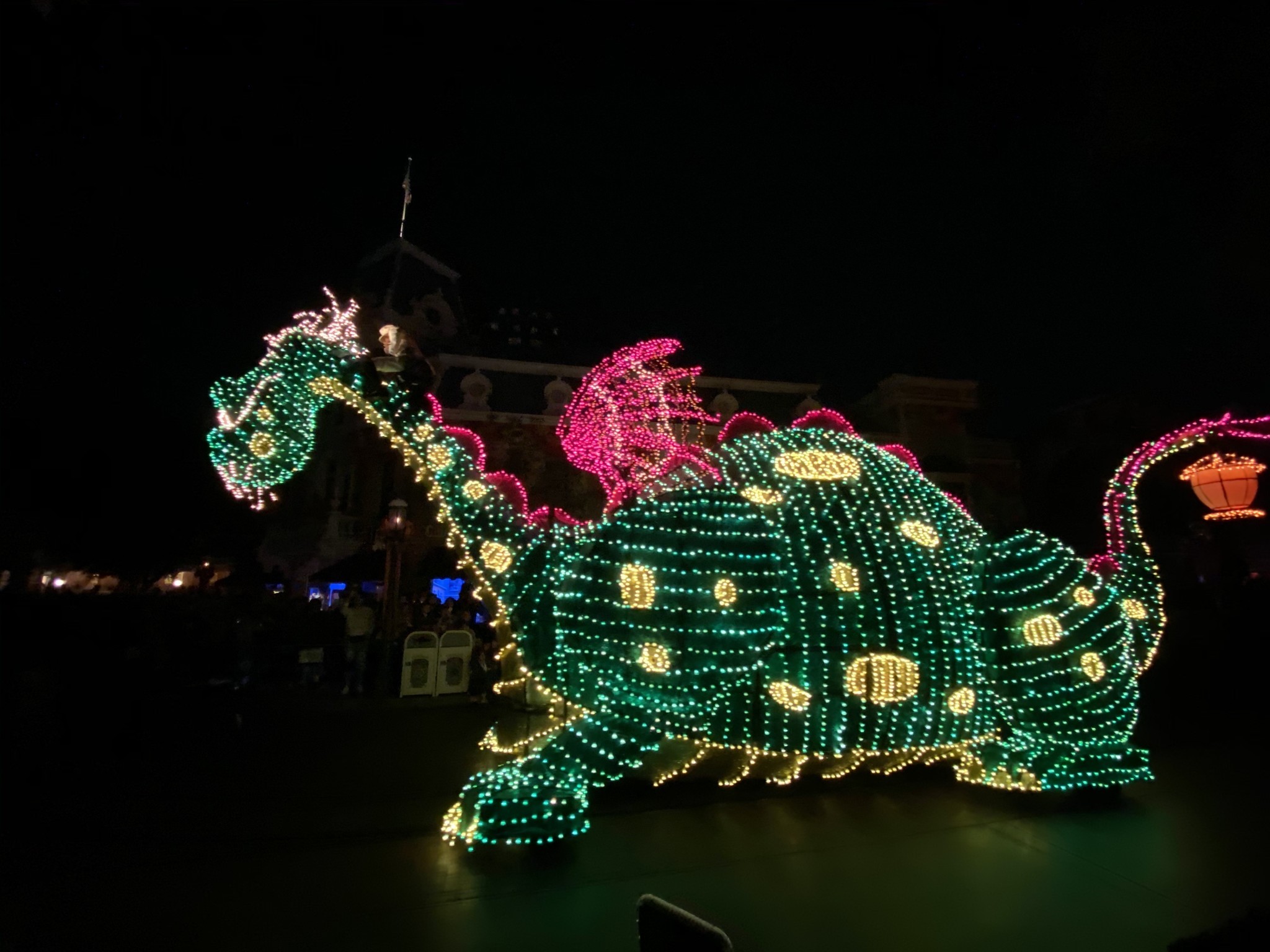Elliott the Dragon in Main Street Electrical Parade
