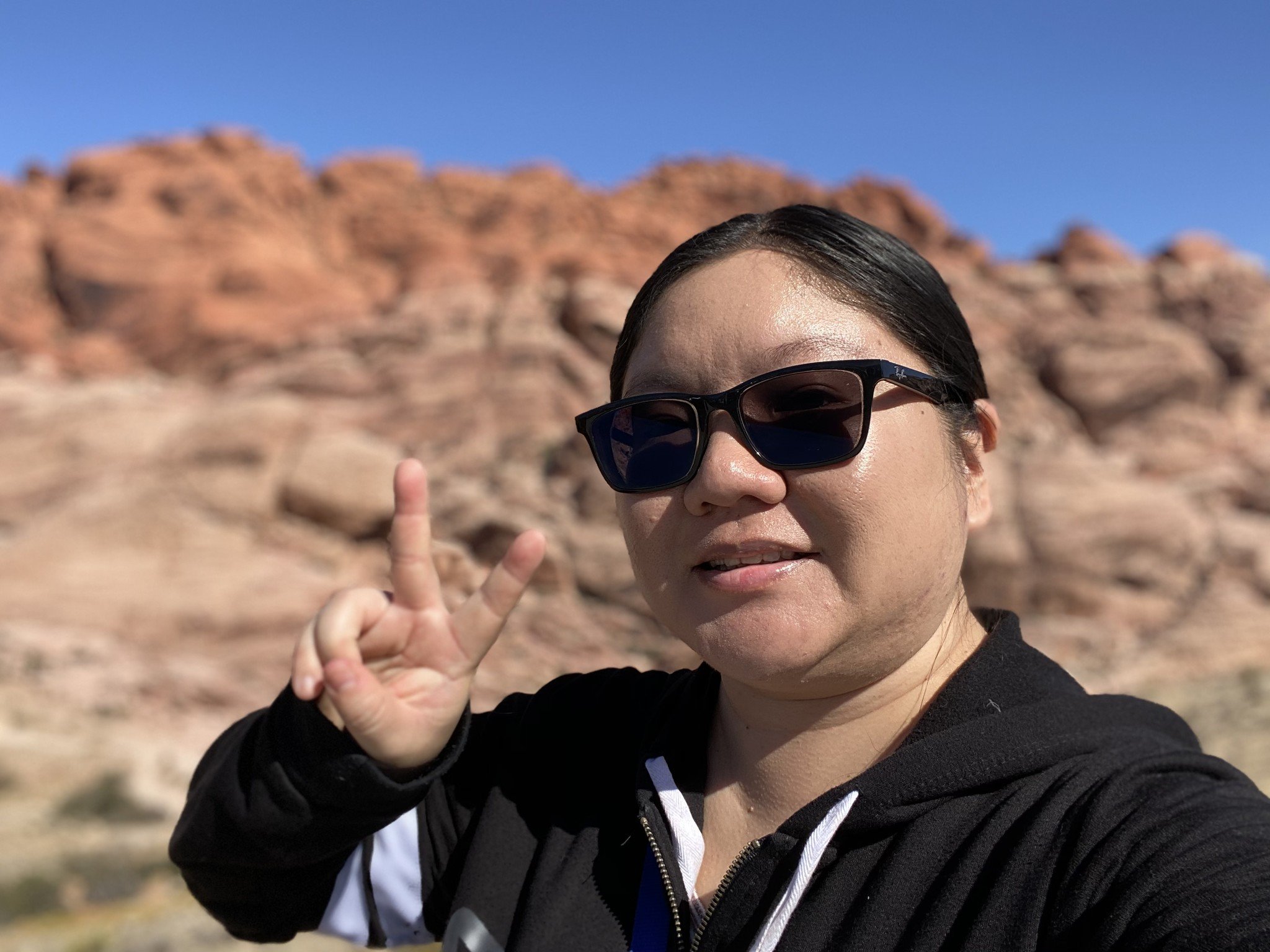 Christine takes a selfie at Red Rock Canyon in Nevada