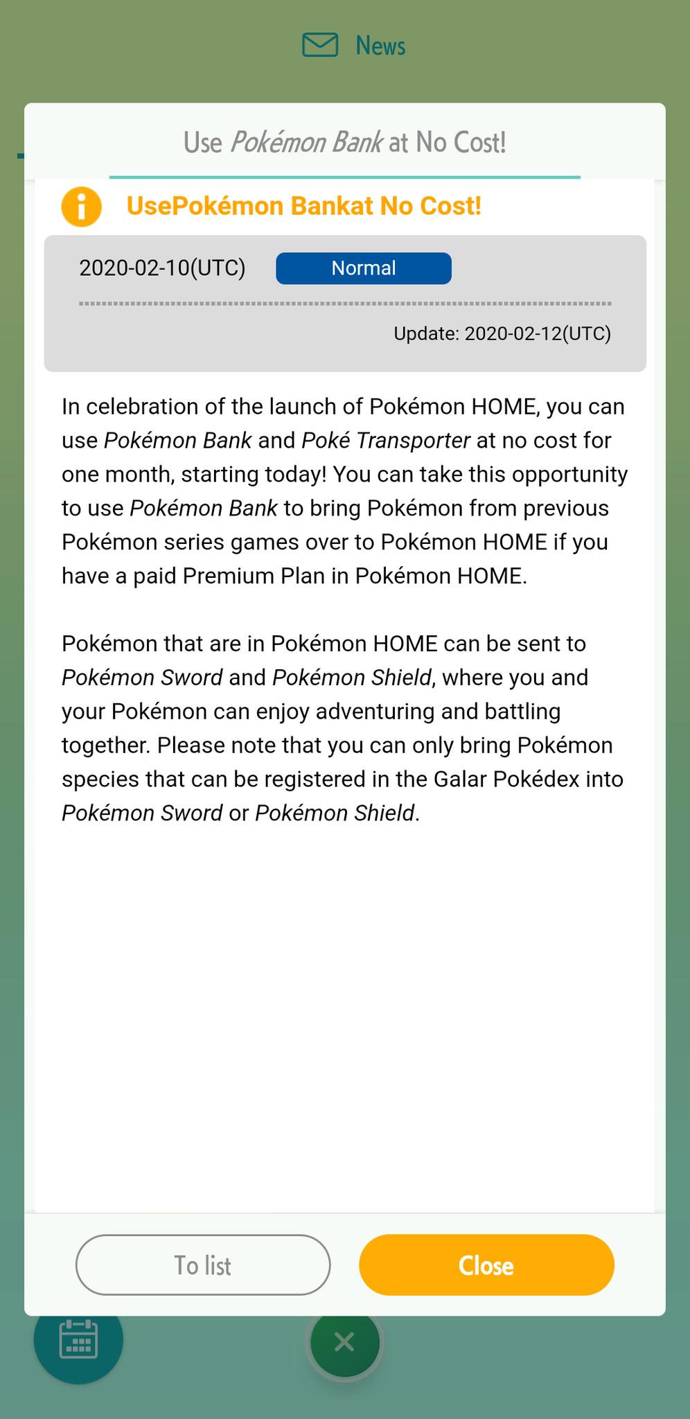 Pokemon Home News Free Pokemon Bank
