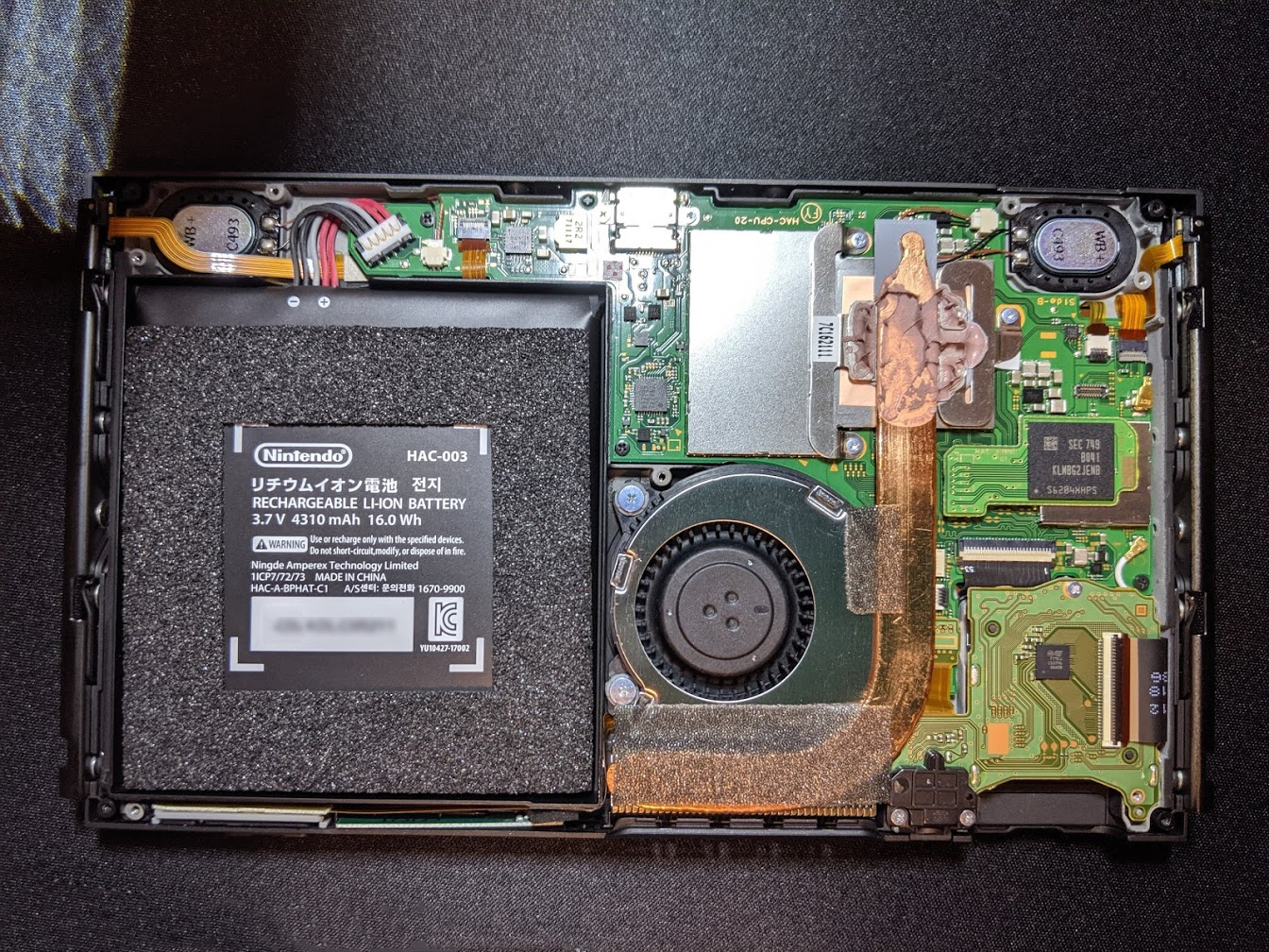 The inside components of a Nintendo Switch