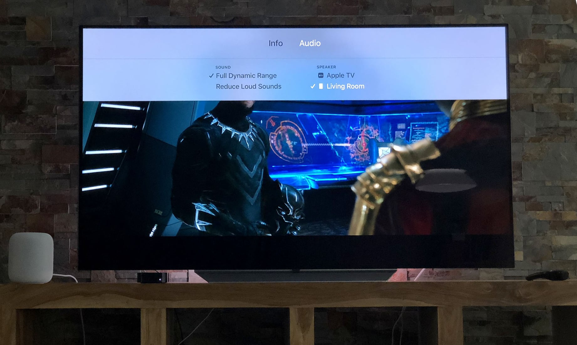 Sélection audio HomePod Apple TV
